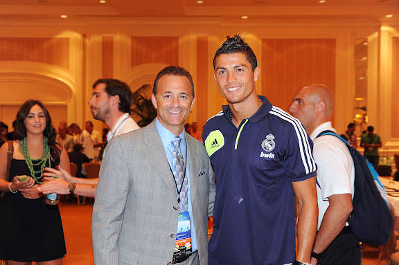 Former Sam Boyd Stadium director Daren Libonati poses with international soccer star Cristiano ...