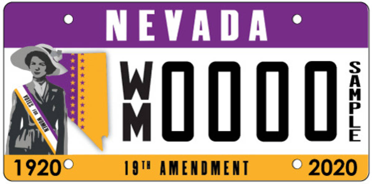 Nevada is releasing a specialty license plate to commemorate the 100th anniversary of women&#x2 ...