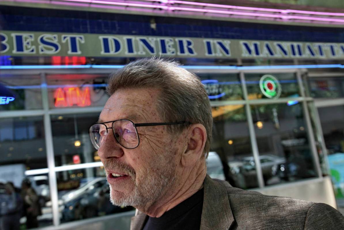 In this June 5, 2007 file photo, Pete Hamill responds during an interview at the Skylight Diner ...