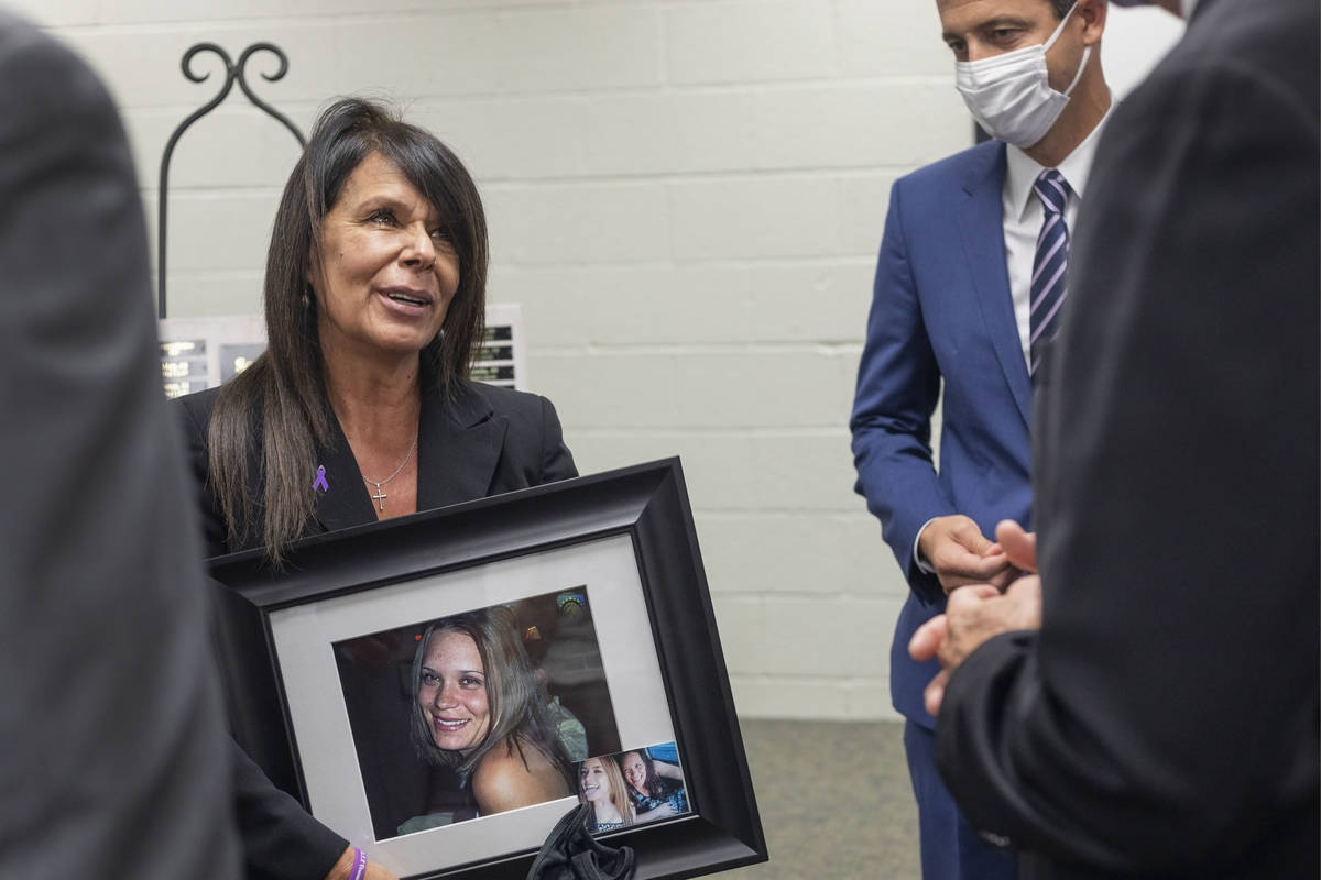 Rose Floyd is congratulated after "Project Veronica" was announced at the Southern Nevada Famil ...