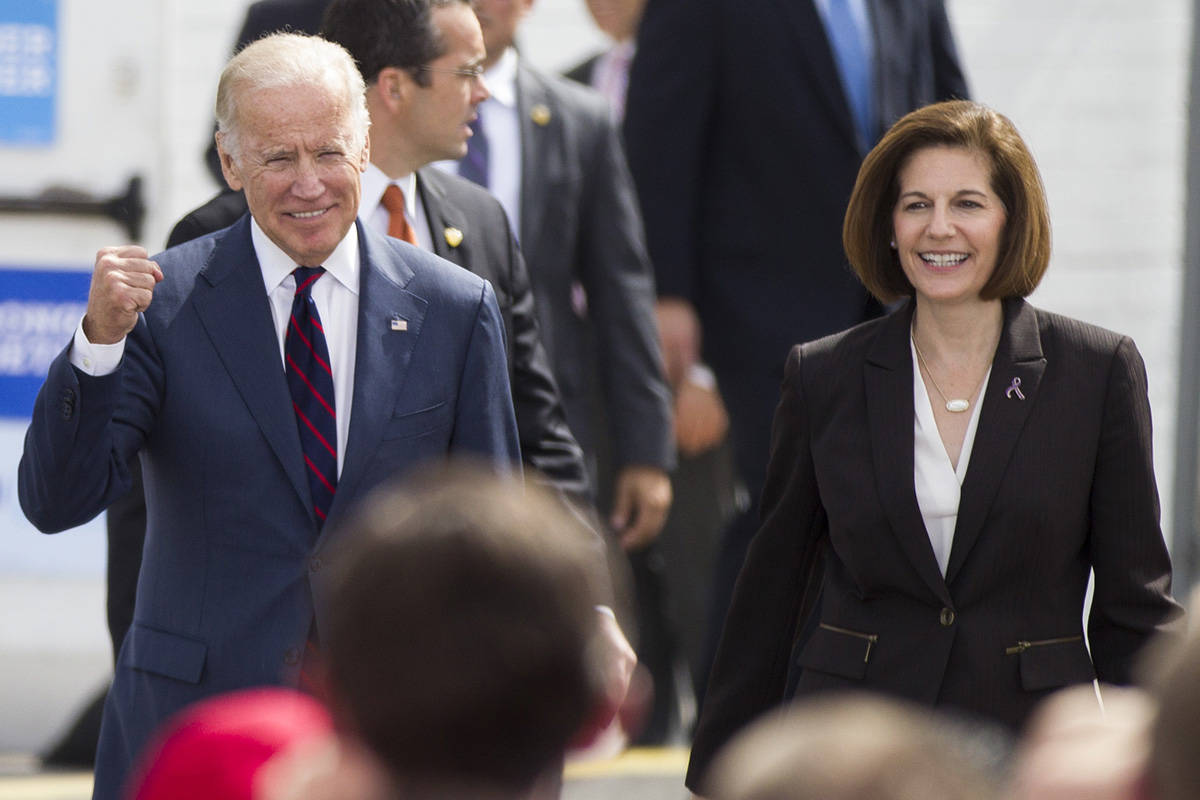 Vice President Joe Biden, left, and Nevada Democratic U.S. Senate candidate Catherine Cortez Ma ...