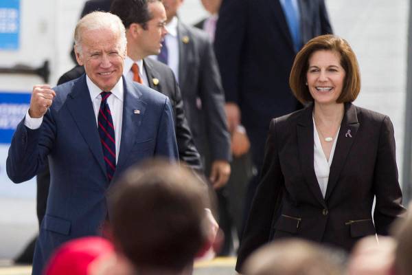 Vice President Joe Biden, left, and Nevada Democratic U.S. Senate candidate Catherine Cortez Ma ...
