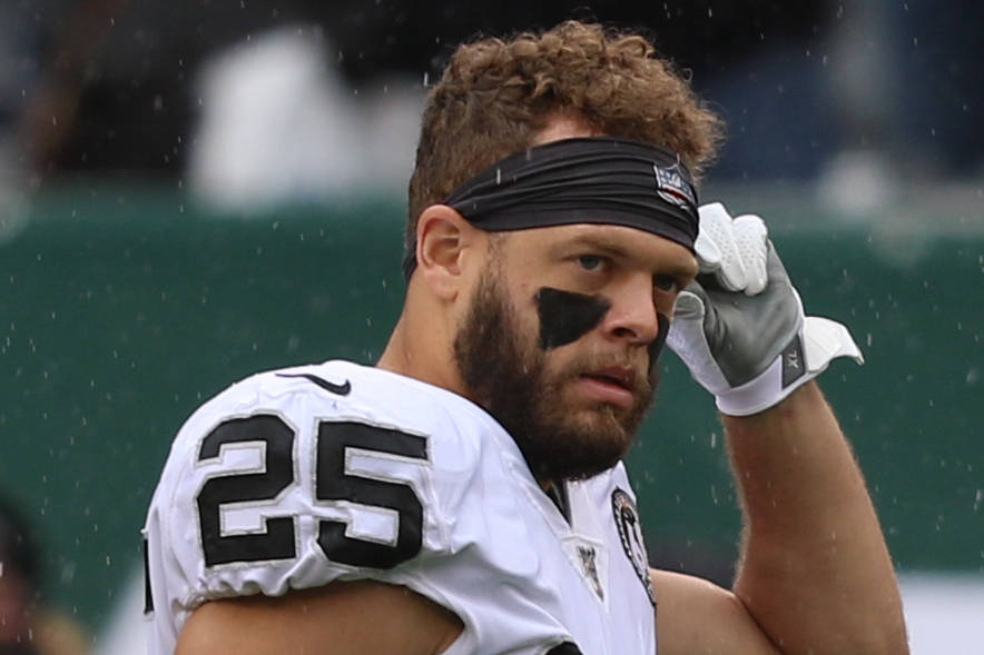 Oakland Raiders free safety Erik Harris (25) on the sideline prior to an NFL game against the N ...