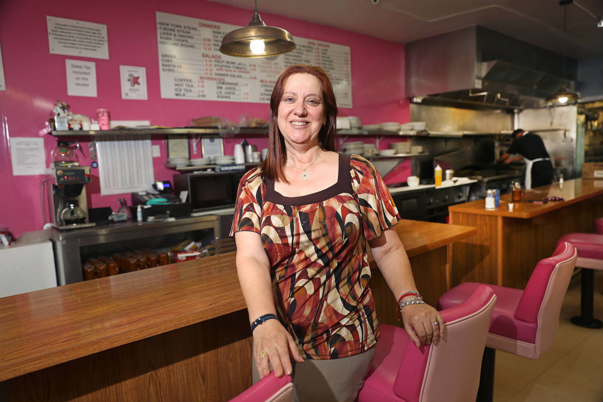 Vickie Kelesis, owner of Vickie's Diner in Las Vegas, at her restaurant, Saturday, Aug. 15, 202 ...