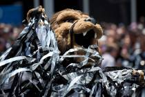 Bailey, the Los Angeles Kings' mascot, is seen in 2012 after the team won the Stanley Cup. (AP ...
