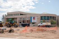 Construction continues on Henderson City Hall's entrance and plaza on Tuesday, Aug. 11, 2020. ( ...