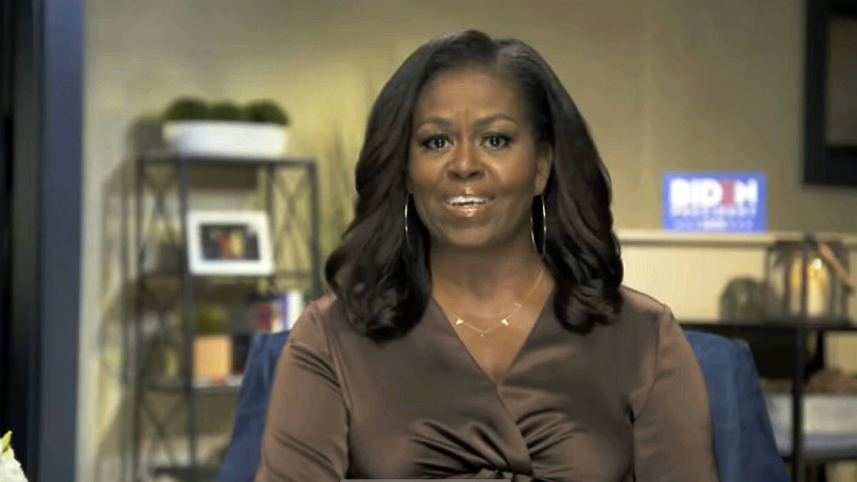 In this image from video, former first lady Michelle Obama speaks during the first night of the ...