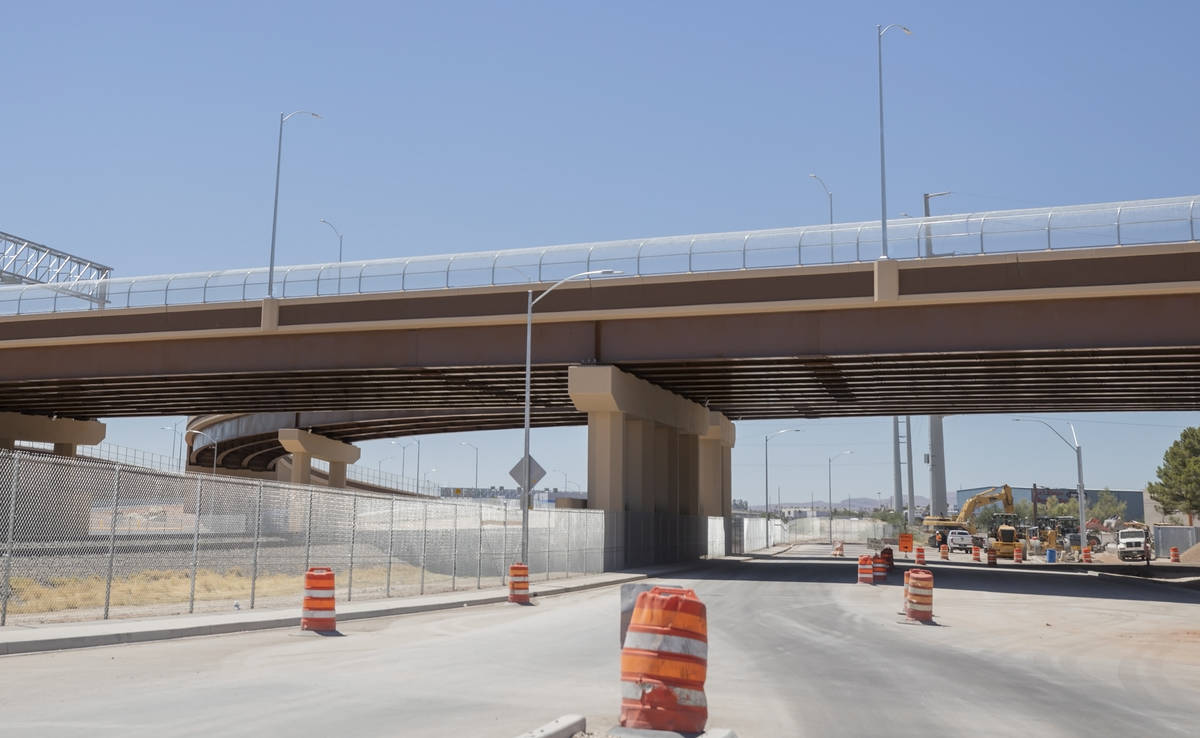 The newly finished road project to connect Valley View Boulevard and Harmon Avenue is seen in L ...