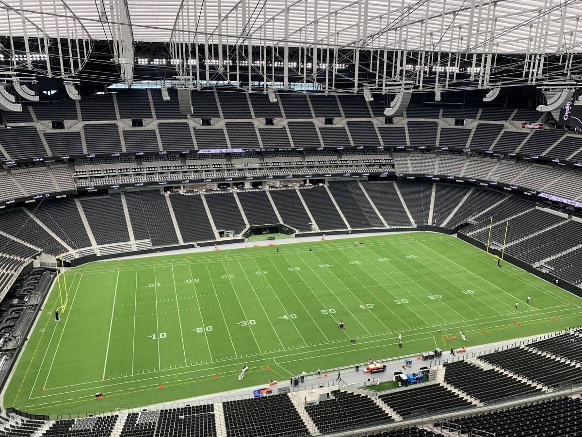 A look inside Allegiant Stadium, the new home of the Las Vegas Raiders, from the press box on F ...
