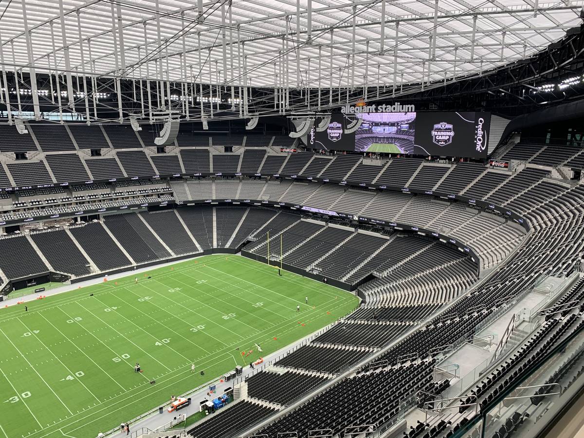A look inside Allegiant Stadium, the new home of the Las Vegas Raiders, from the press box on F ...