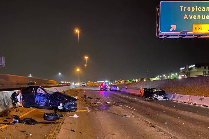 A woman who investigators say was going the wrong way on a highway in the western Las Vegas Val ...