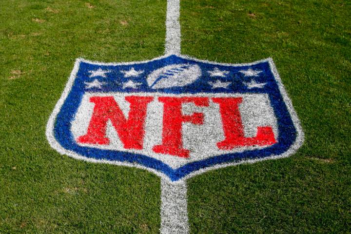 In this Nov. 4, 2018 file photo, the NFL logo is displayed on the field at the Bank of American ...