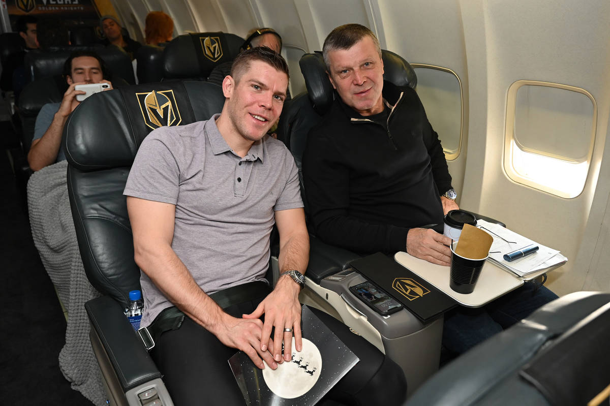 Paul Stastny, left, is shown with his father, Peter Stastny. (Vegas Golden Knights)