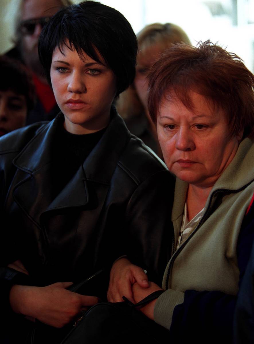 Tanya Vece, left, and her mother, Helena, react to the Jessica Williams verdict outside the cou ...