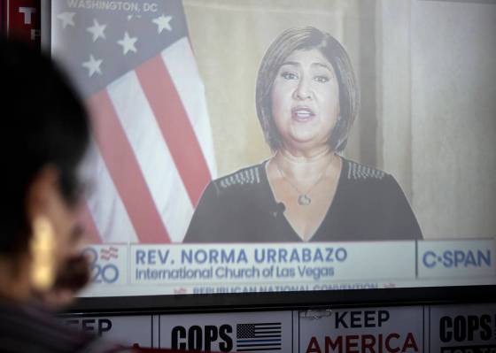 The Rev. Norma Urrabazo, of the International Church of Las Vegas, speaks at the Republican Nat ...