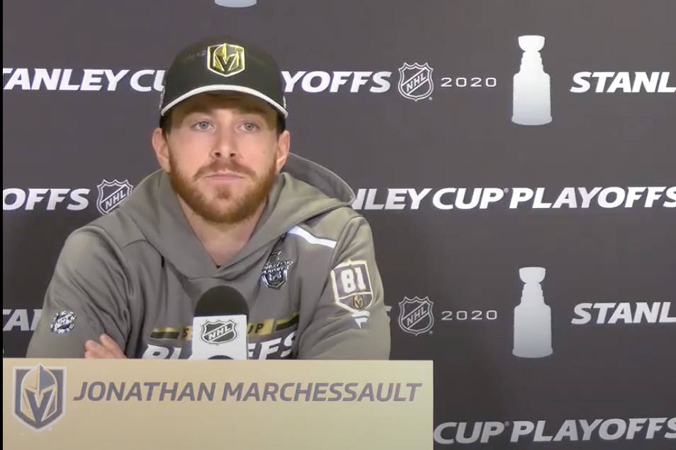 Golden Knights forward Jonathan Marchessault apologizes for his profane responses to comments l ...