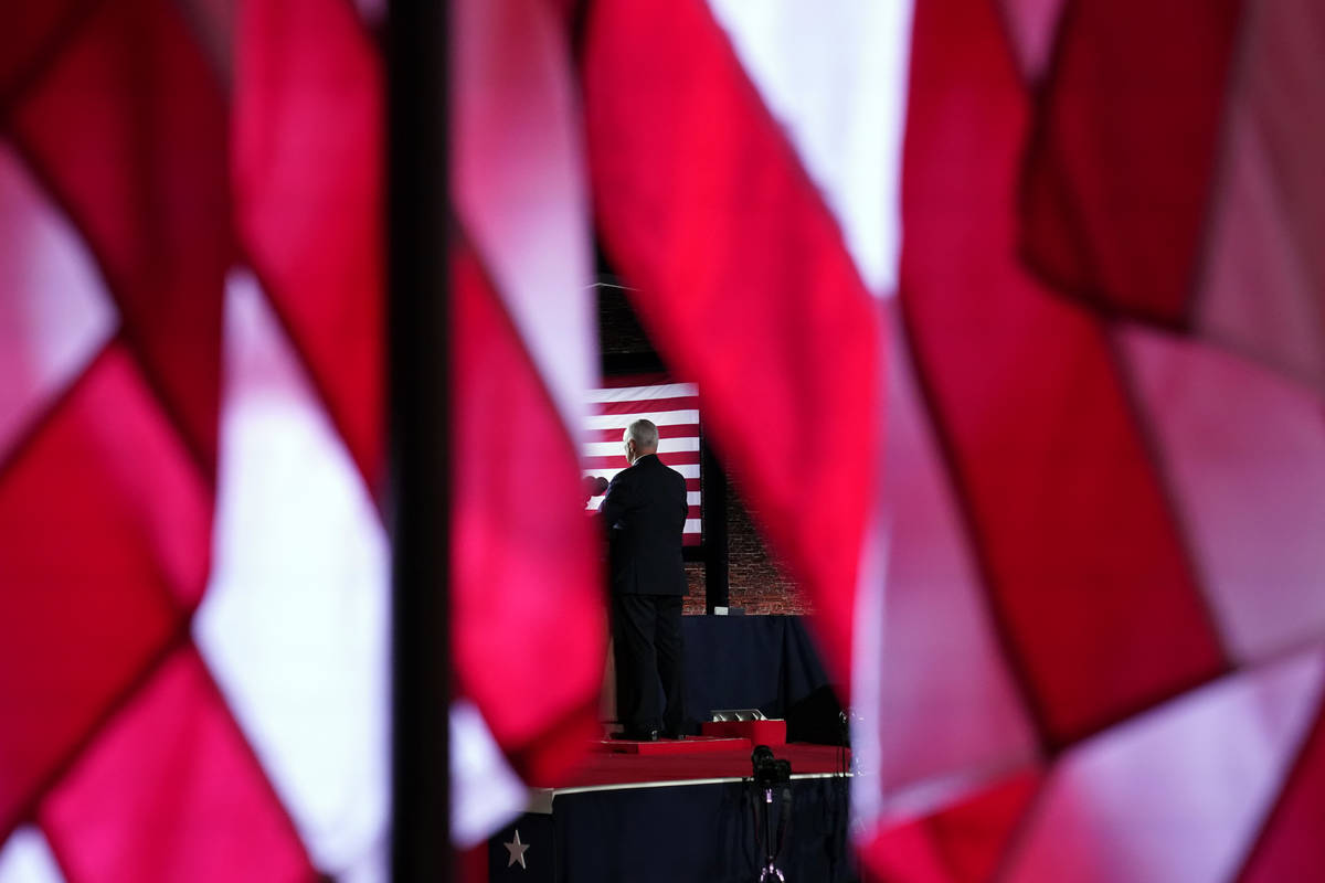 Vice President Mike Pence speaks on the third day of the Republican National Convention at Fort ...