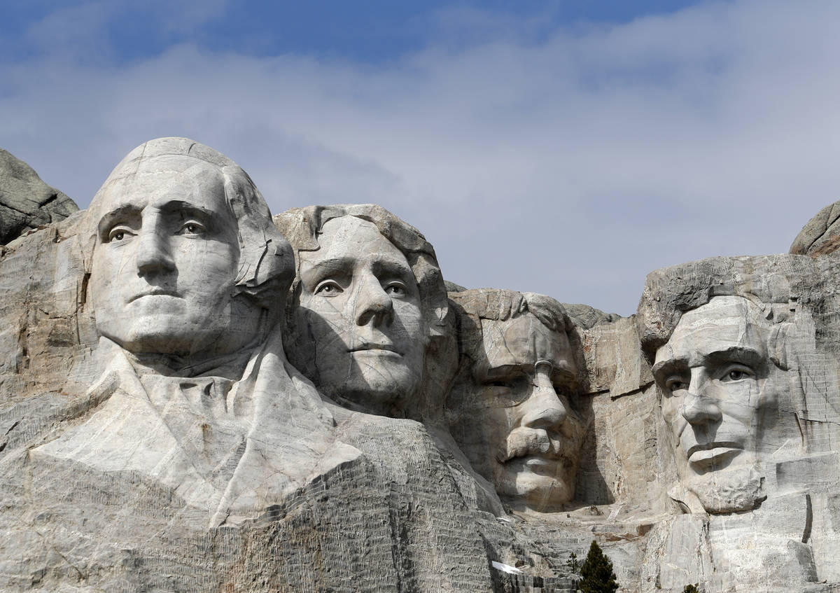 This March 22, 2019, file photo shows Mount Rushmore in Keystone, S.D. (AP Photo/David Zalubow ...