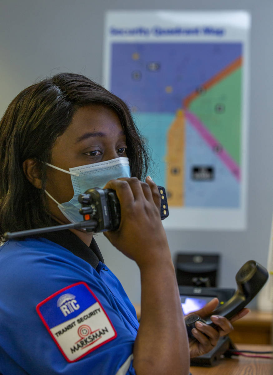 Jessica Brown dispatches security while monitoring the numerous RTC camera feeds within the con ...