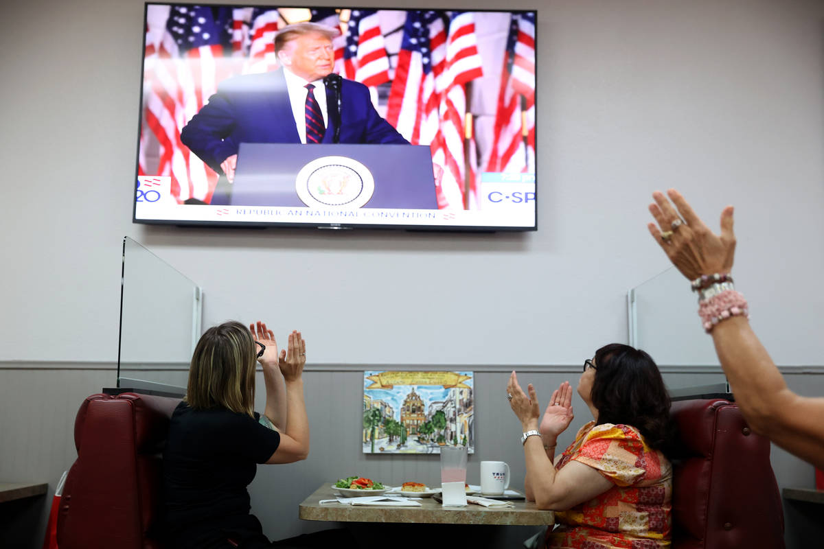 Amanda Flocchini, left, campaign director for strategic initiative for the Nevada Republican Pa ...