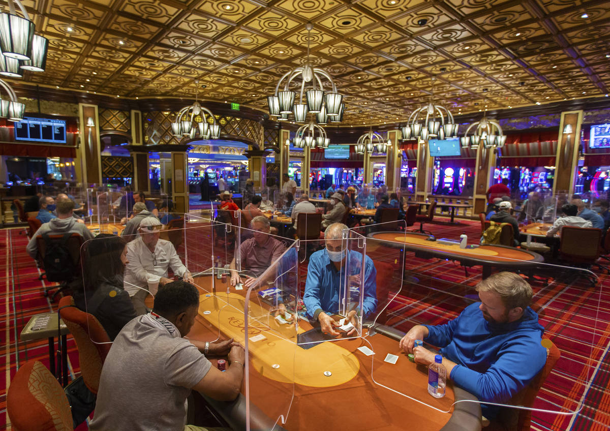 The Bellagio poker room in Las Vegas is packed after being outfitted with shielding and upgrade ...