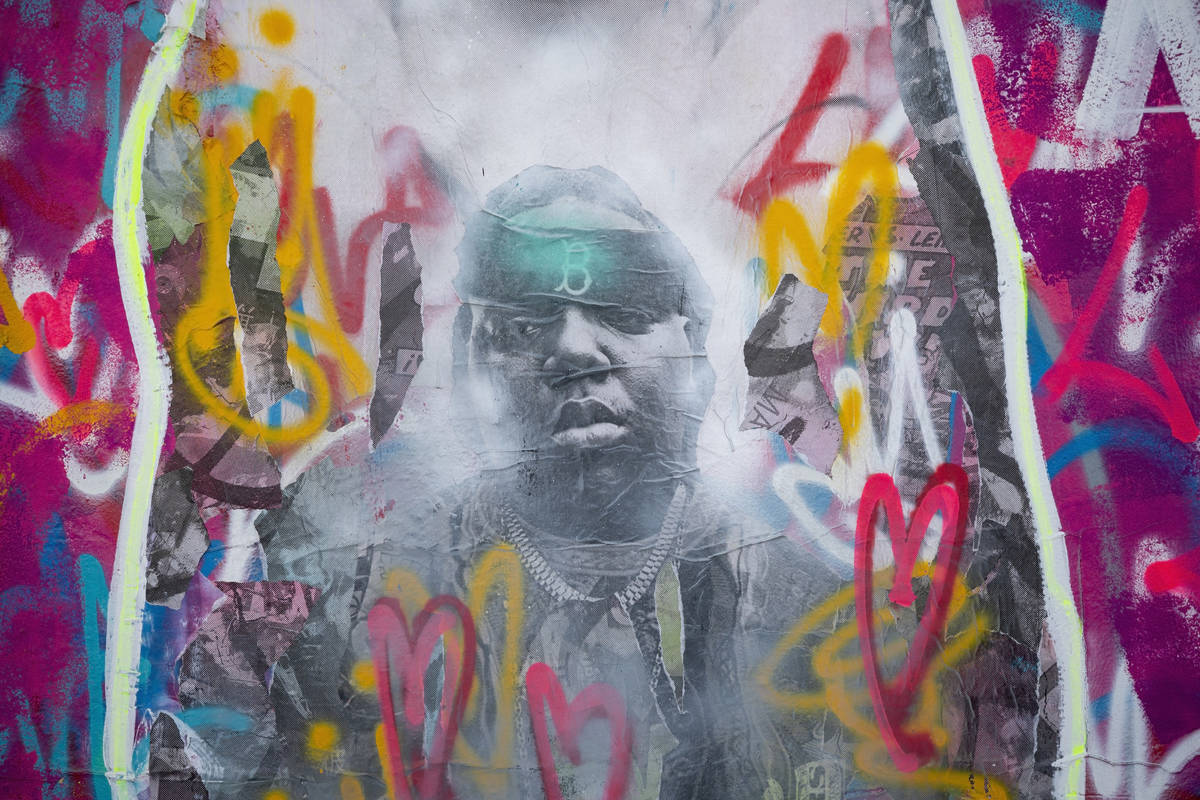 A mural featuring Biggie Smalls, also known as "The Notorious B.I.G.," by Derek Douglas, who go ...