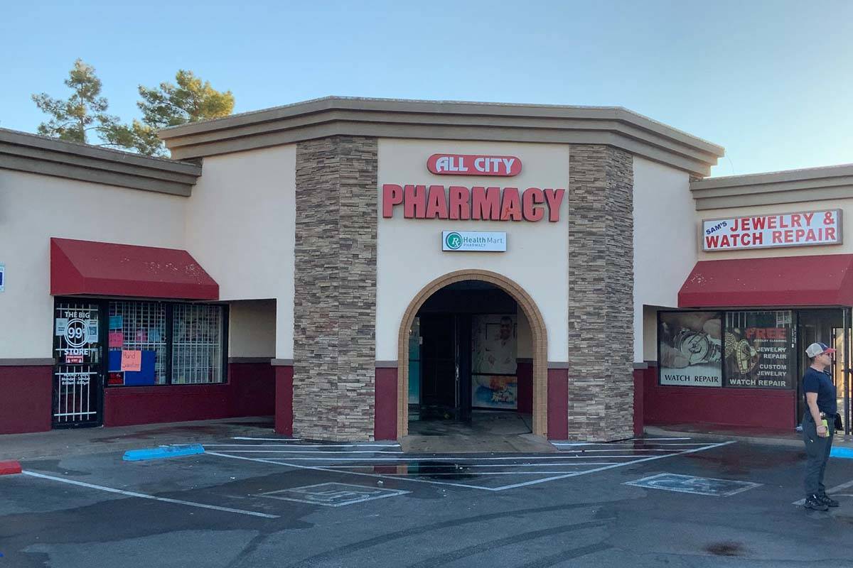 A fire at All City Pharmacy, 821 N. Lamb Blvd., on Friday morning, Sept. 4, 2020, is being inve ...