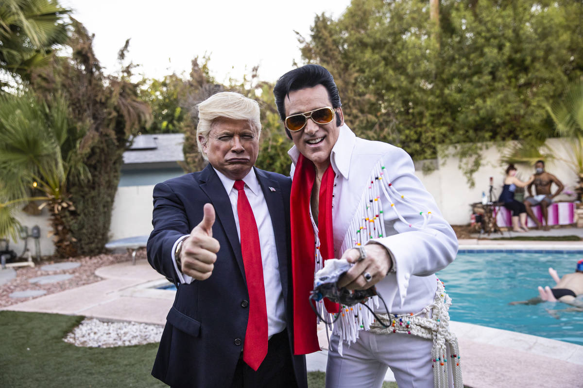 John Di Domenico as President Trump and Four Queens Elvis tribute artist Steve Connolly are sho ...