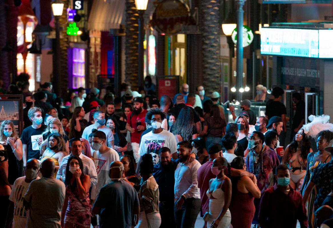 The LINQ is crowded with visitors during Labor Day weekend on Saturday, Sept. 5, 2020, on the L ...