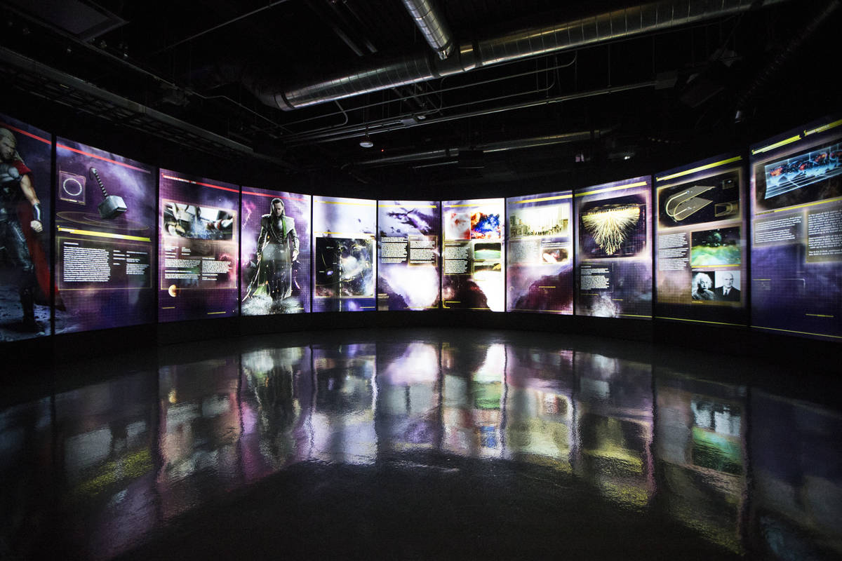 Interactive screens are seen at the Marvel's Avengers STATION inside the Treasure Island hotel- ...