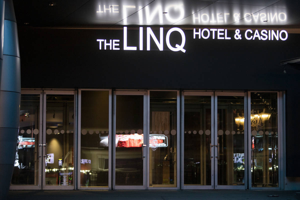 The Linq Hotel is closed amid coronavirus nonessential business closures on Wednesday, April 8, ...