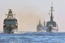 Warships from Greece, Italy, Cyprus and France participate in a joint military exercise which w ...