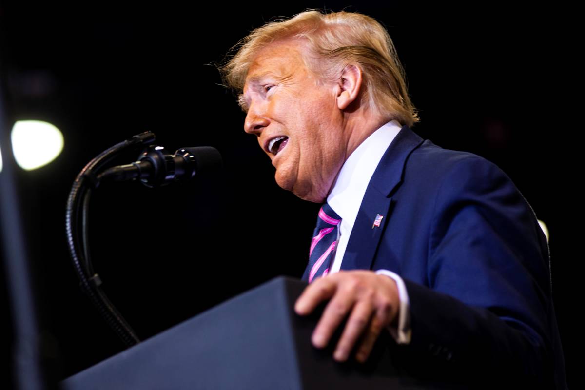 President Donald Trump speaks during a rally at the Las Vegas Convention Center in Las Vegas on ...