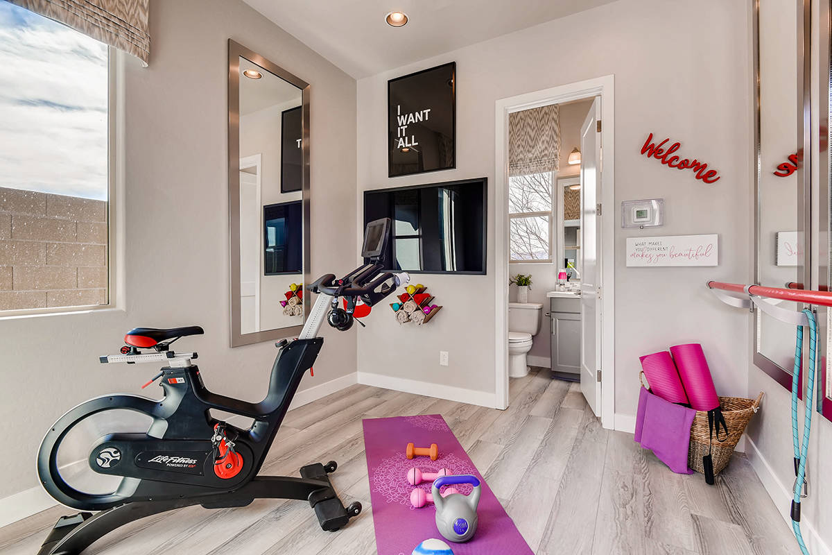Bixby Creek by Woodside Homes features a home workout studio that’s on par with any professio ...