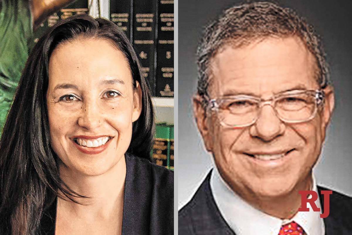 Nadia Krall and Phil Aurbach, candidates for District Court Dept. 4 (Courtesy photos)