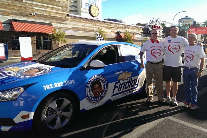 From left, Findlay Automotive CFO Tyler Corder, Findlay Chevrolet General Manager Doug Fleming ...