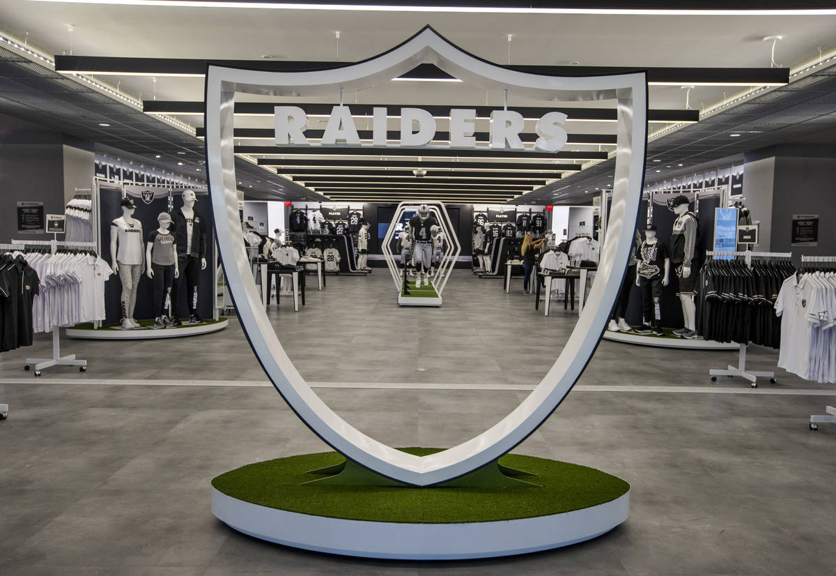 Entrance to The Raider Image official team store inside of Allegiant Stadium on Tuesday, Sept. ...