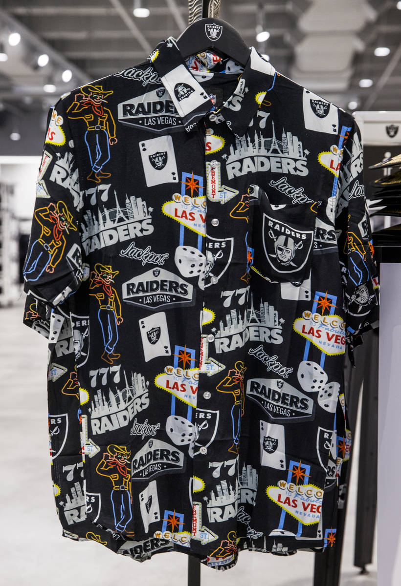 Shirts with a Las Vegas design are for sale within The Raider Image official team store inside ...