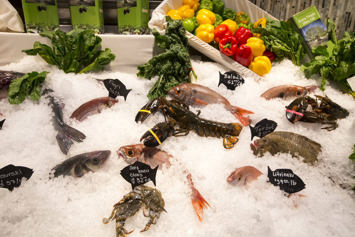 Fresh seafood on display at Estiatorio Milos inside The Cosmopolitan of Las Vegas on Saturday, ...