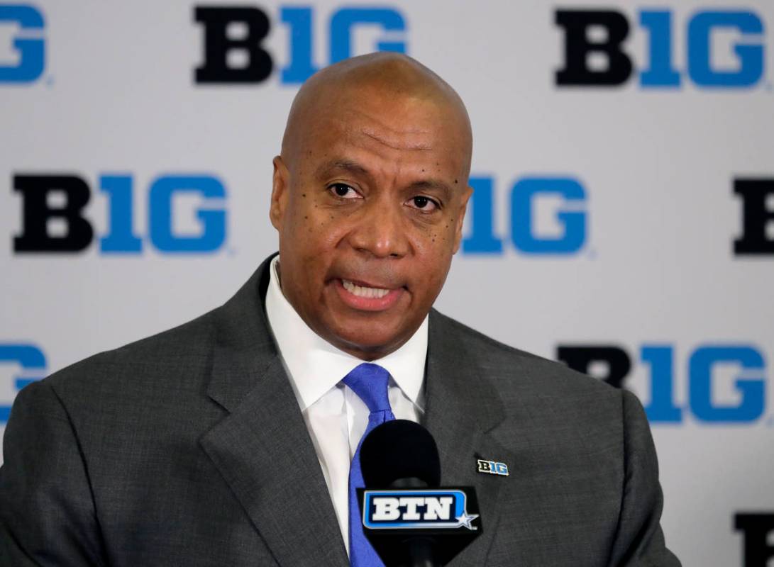 Kevin Warren, Big Ten Conference Commissioner during a news conference in Rosemont, Ill., June ...
