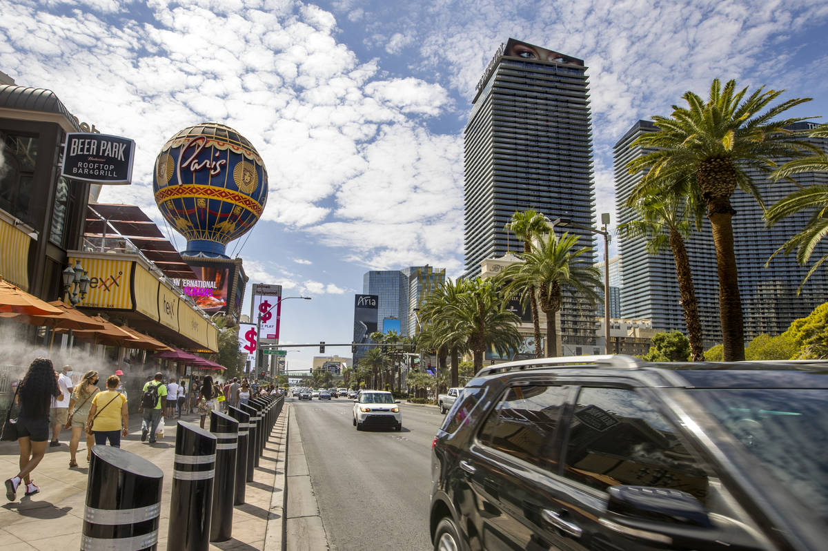 The Las Vegas Strip about the Paris Las Vegas is active during Labor Day weekend on Saturday, S ...