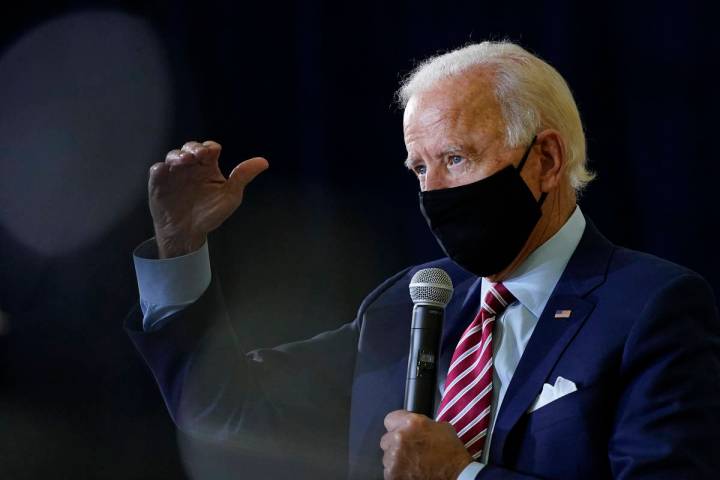 Former Vice President Joe Biden speaks during a roundtable discussion with veterans, Tuesday, S ...