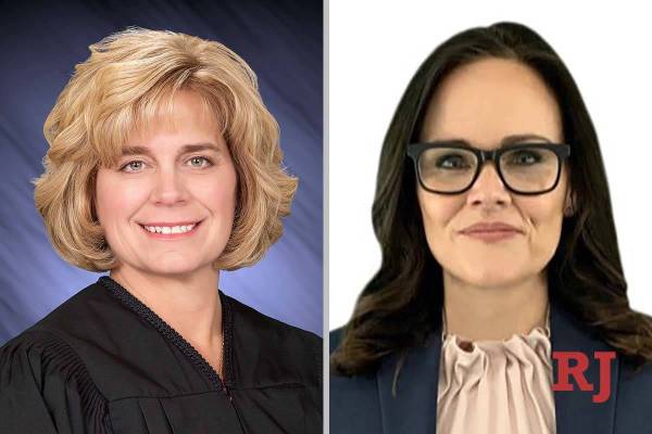 Diana Sullivan, left, and Shanon Clowers-Sanborn, candidates for Las Vegas Justice of the Peace ...