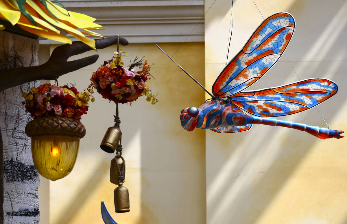 A dragonfly is part of the "Into the Woods" fall display at the Bellagio Conservatory and Botan ...
