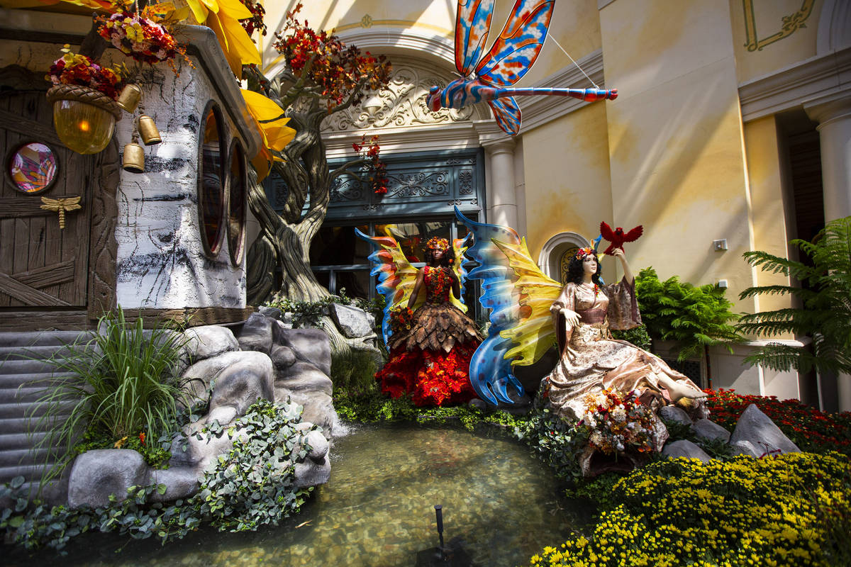 A pair of fairies are part of the "Into the Woods" fall display at the Bellagio Conservatory an ...