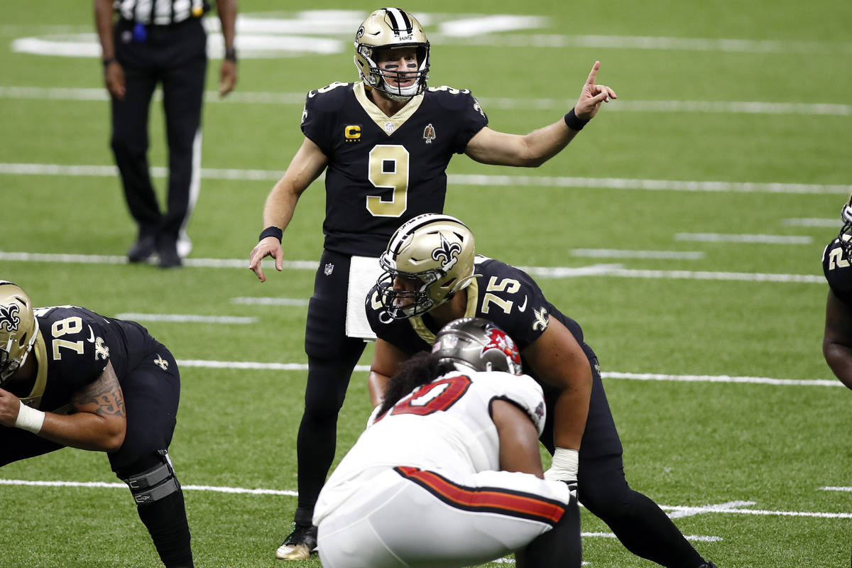 New Orleans Saints quarterback Drew Brees (9) during an NFL football game against the Tampa Bay ...