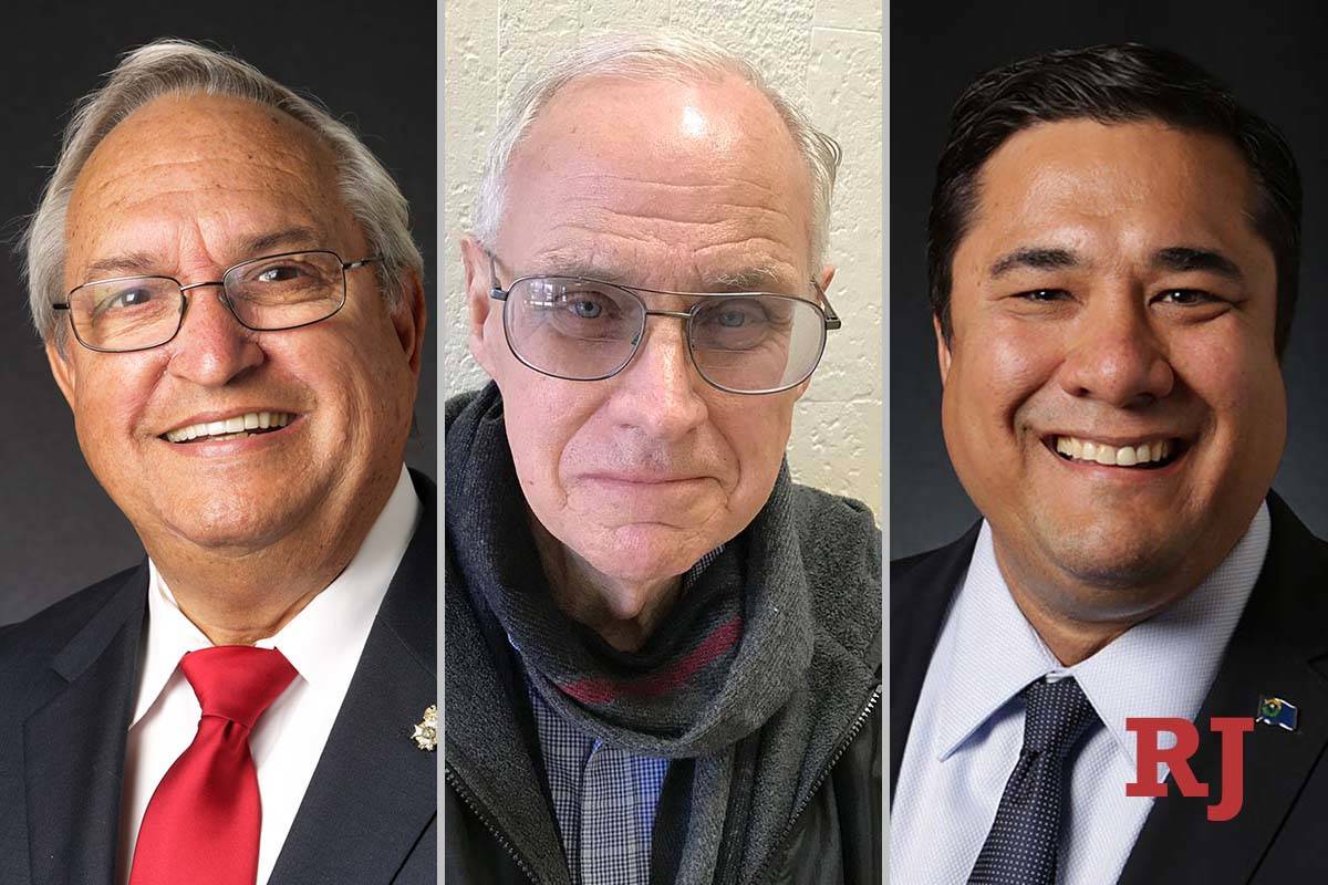 Bill Hoge, left, Brent Foutz and Glen Leavitt, candidates for Nevada Assembly District 23 (Las ...