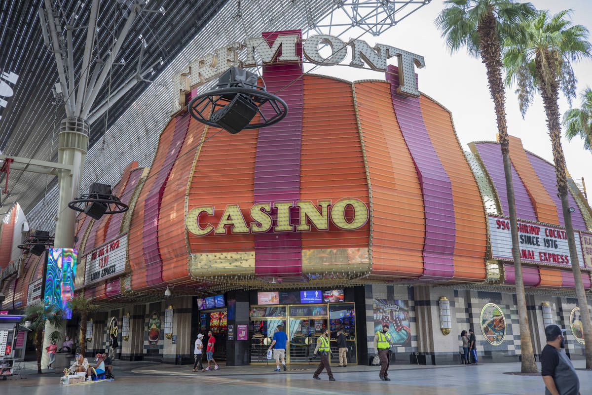 The Fremont Casino is seen on the Fremont Street Experience in downtown Las Vegas on Monday, Se ...