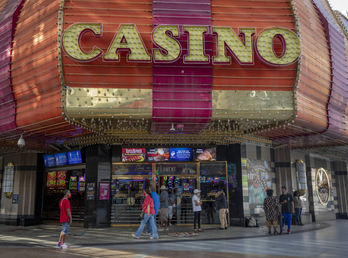 The Fremont Casino is seen on the Fremont Street Experience in downtown Las Vegas on Monday, Se ...