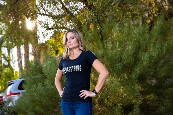 Oct. 1 survivor Christina Gruber poses for a portrait at her home in Las Vegas on Thursday, Sep ...